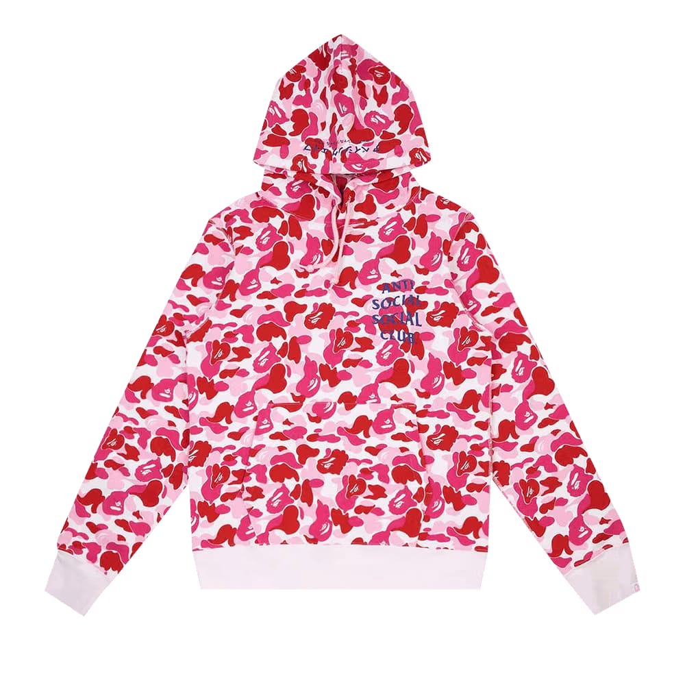BAPE x Anti Social Social Club ABC Camo Pullover Hoodie Pink