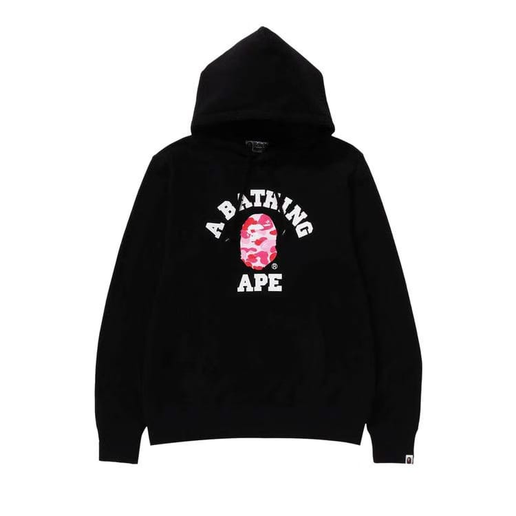 BAPE ABC Camo College Organic Pullover Hoodie Black/Pink