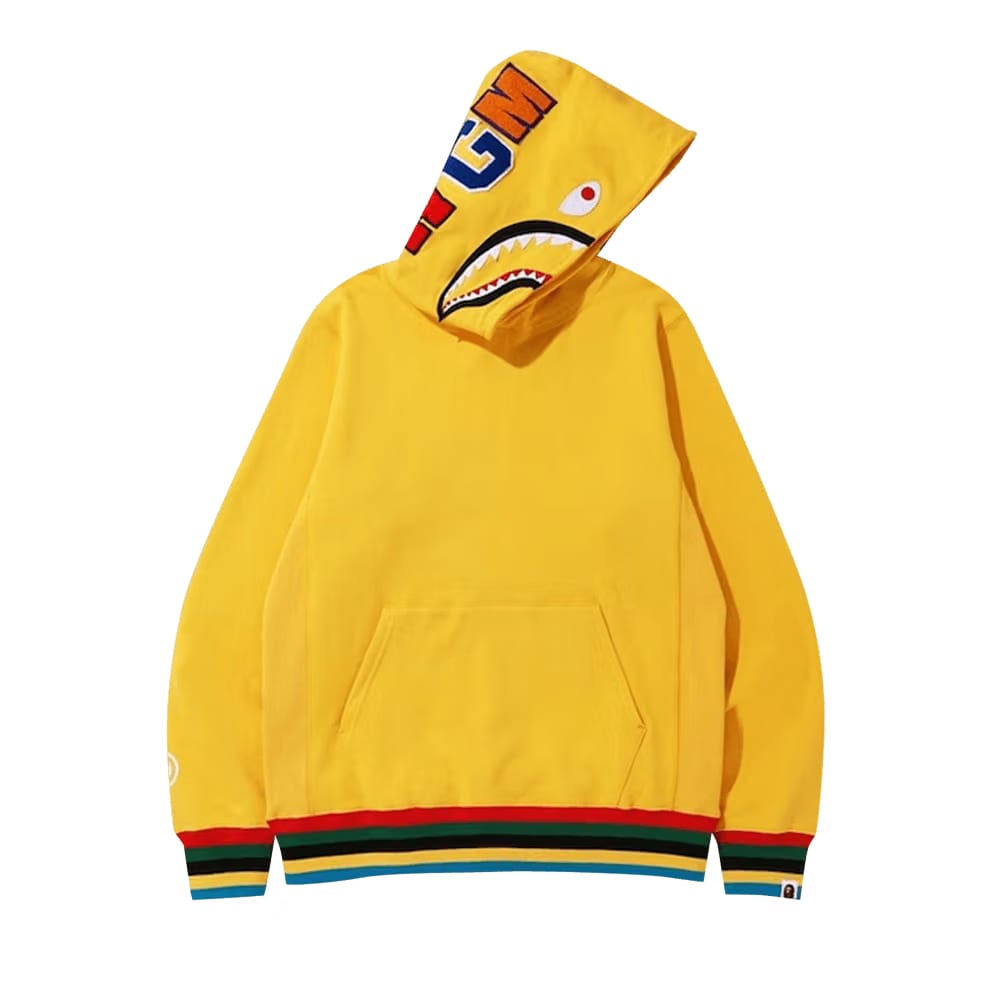 BAPE Shark Line Rib Pullover Hoodie Yellow