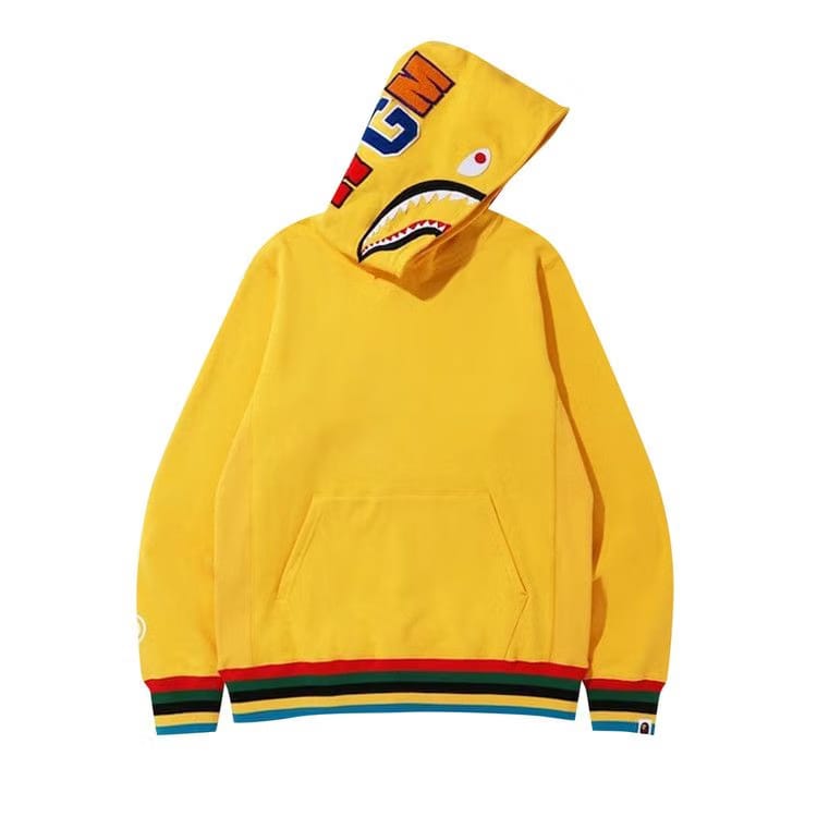 BAPE Shark Line Rib Pullover Hoodie Yellow