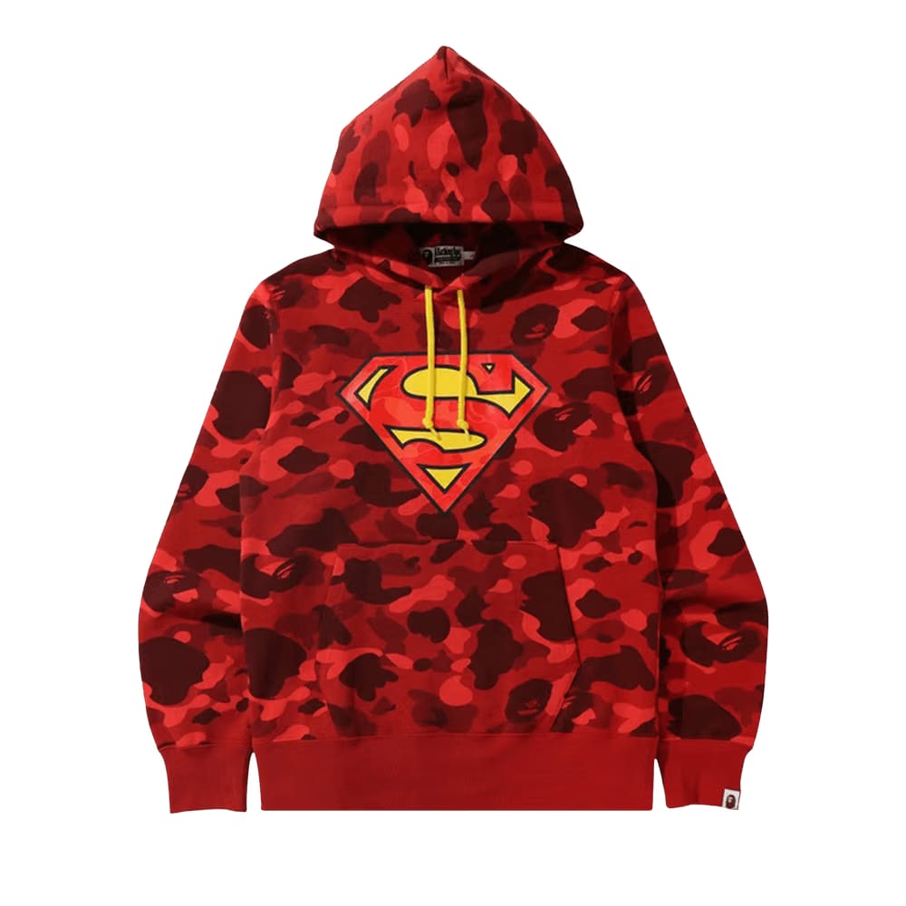 BAPE x DC Superman Camo Pullover Hoodie Red