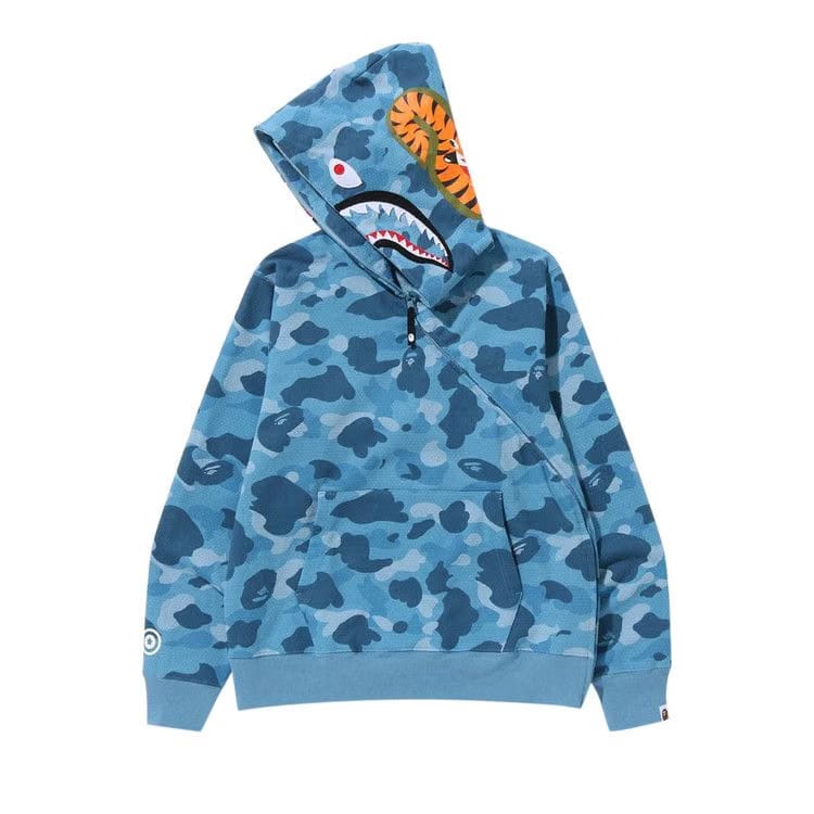 BAPE Honeycomb Camo Shark Full Zip Hoodie Blue