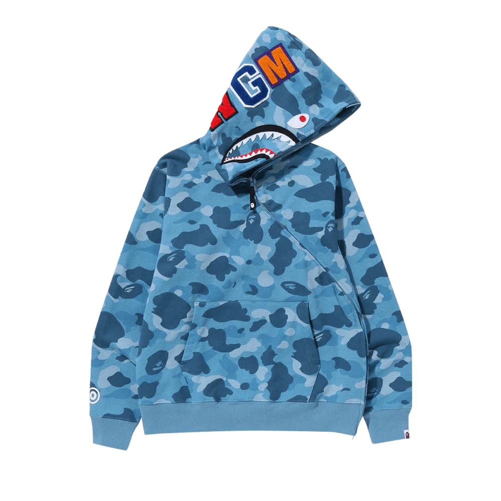 BAPE Honeycomb Camo Shark Full Zip Hoodie Blue