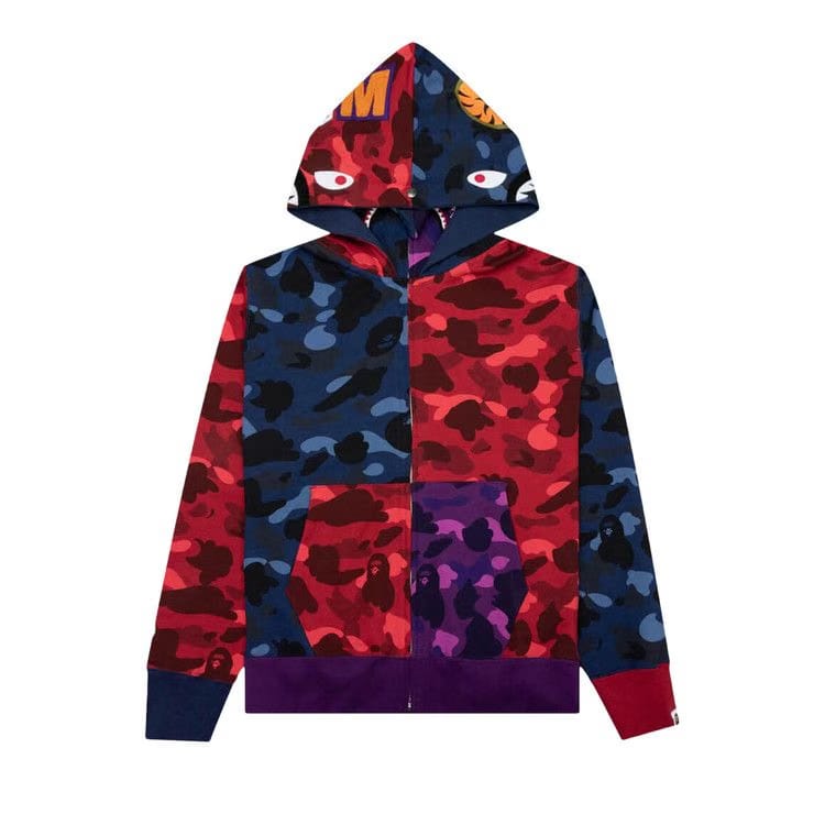 BAPE Crazy Shark Wide Fit Full Zip Double Hoodie Multicolor