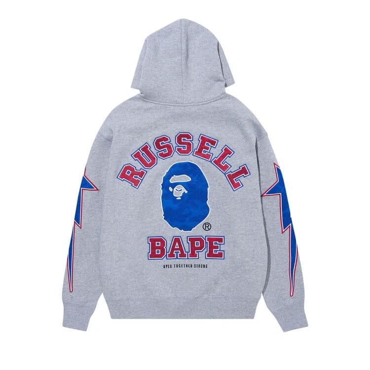 BAPE x Russell Pullover Hoodie Grey