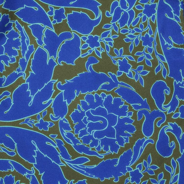 Versace Baroque Print Silk Shorts Khaki/Blue