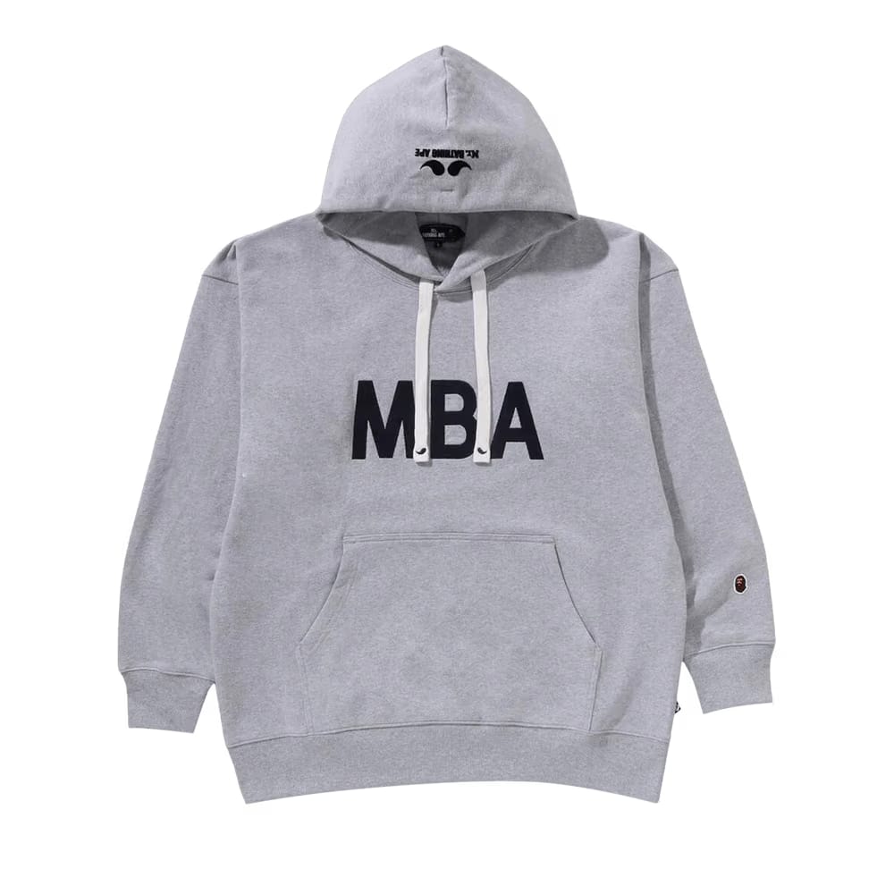 BAPE Logo Pullover Hoodie Grey