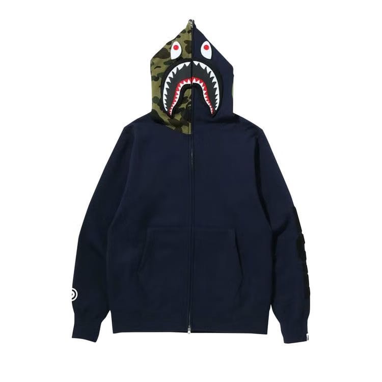 BAPE Detatchable Shark Full Zip Hoodie Navy