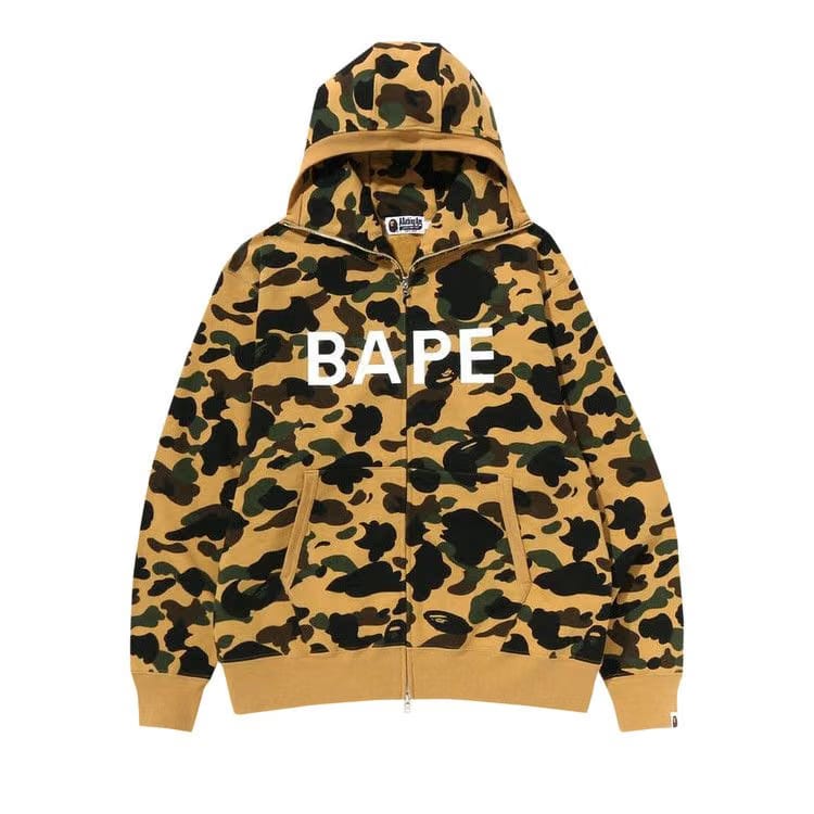 BAPE 1st Camo Balaclava Full Zip Hoodie Yellow