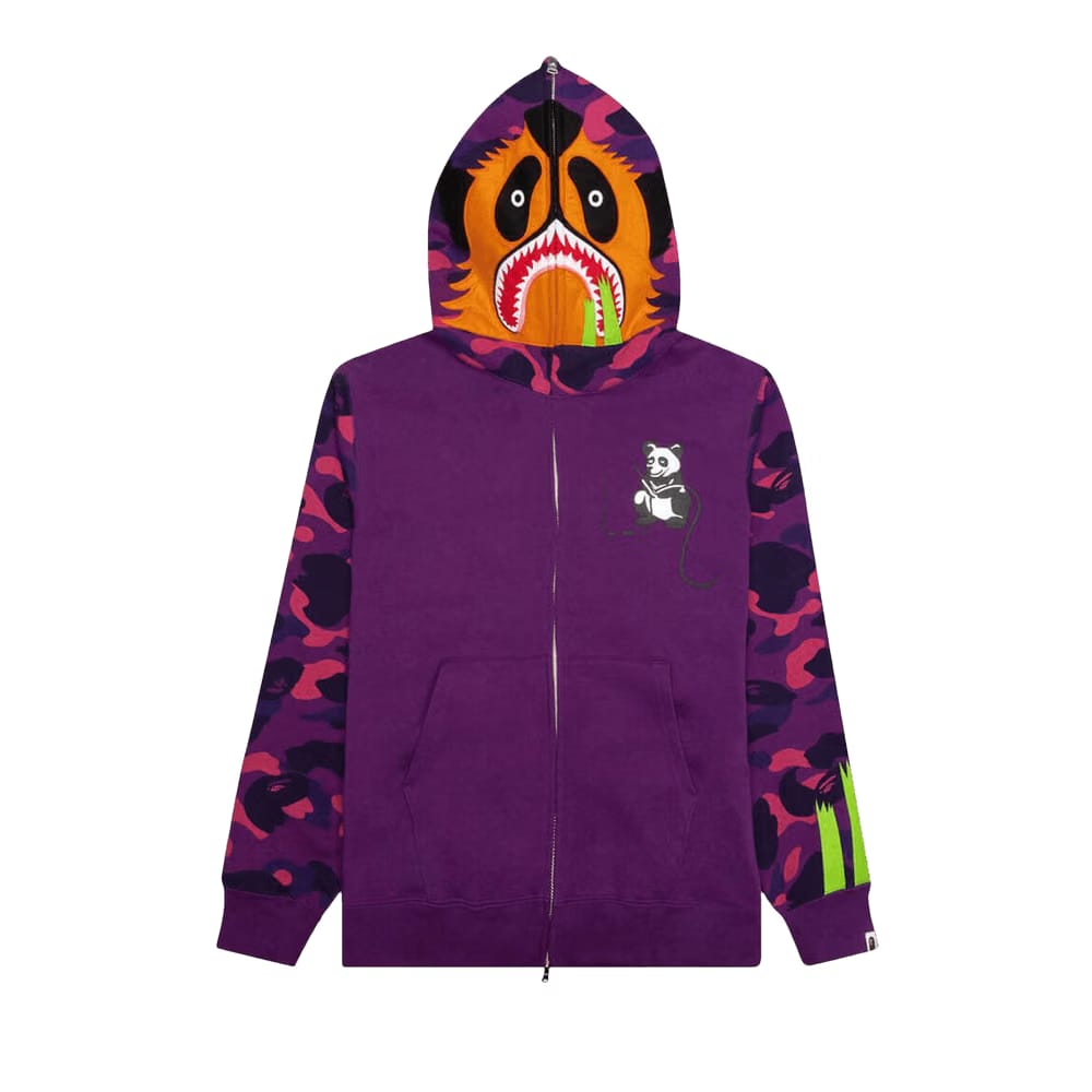 BAPE Color Camo Panda Full Zip Hoodie Purple