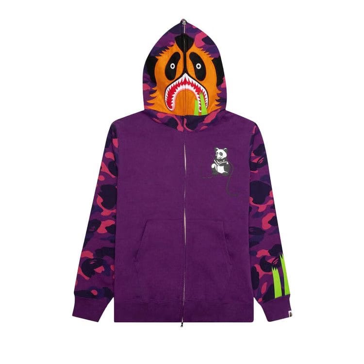 BAPE Color Camo Panda Full Zip Hoodie Purple
