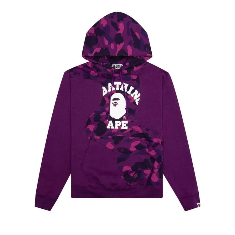 BAPE Color Camo College Cutting Relaxed Fit Hoodie Purple