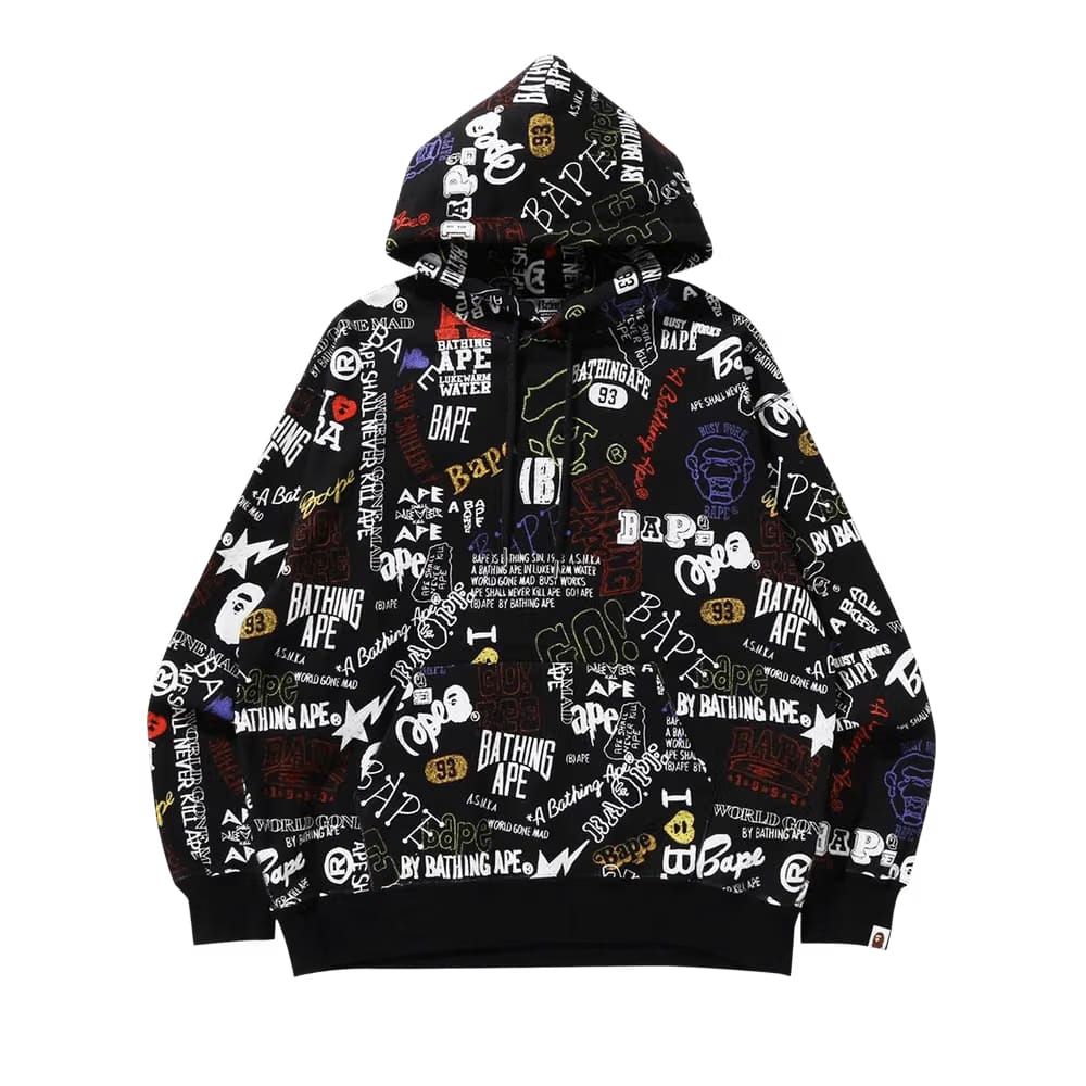 BAPE Hand Draw Pullover Hoodie Black