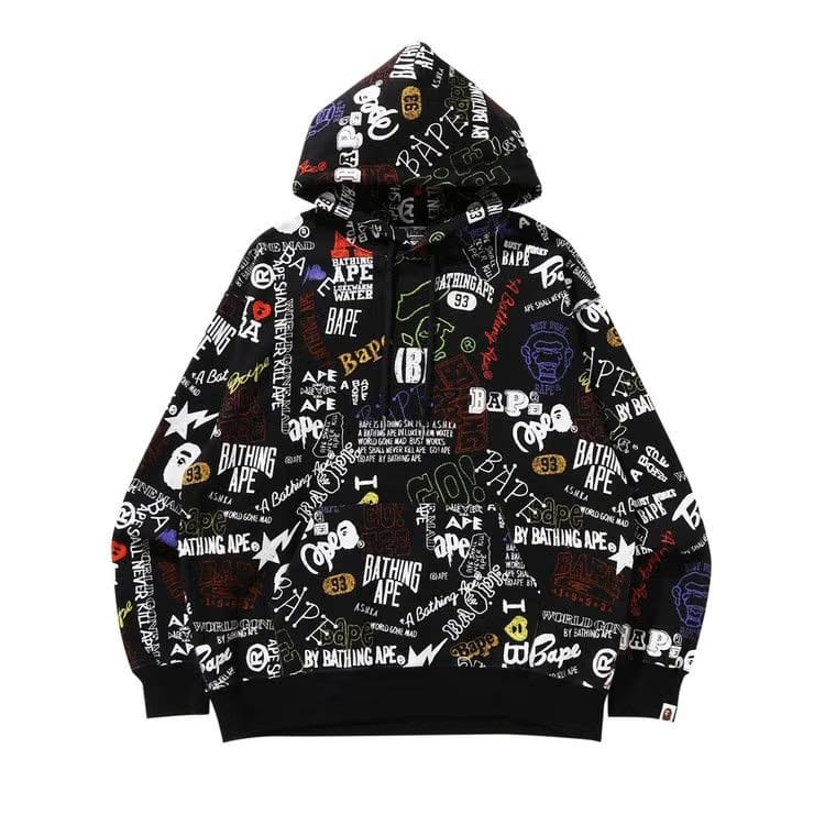 BAPE Hand Draw Pullover Hoodie Black