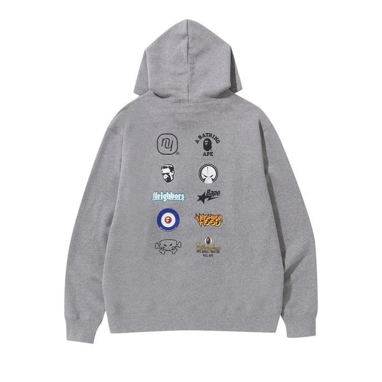 BAPE x Neighborhood Relaxed Fit Pullover Hoodie Grey