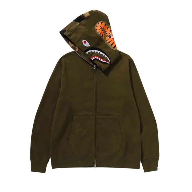 BAPE 1st Shark Full Zip Hoodie Olive Drab