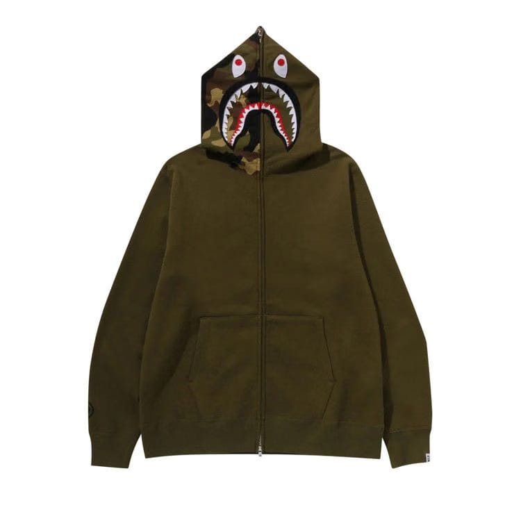 BAPE 1st Shark Full Zip Hoodie Olive Drab