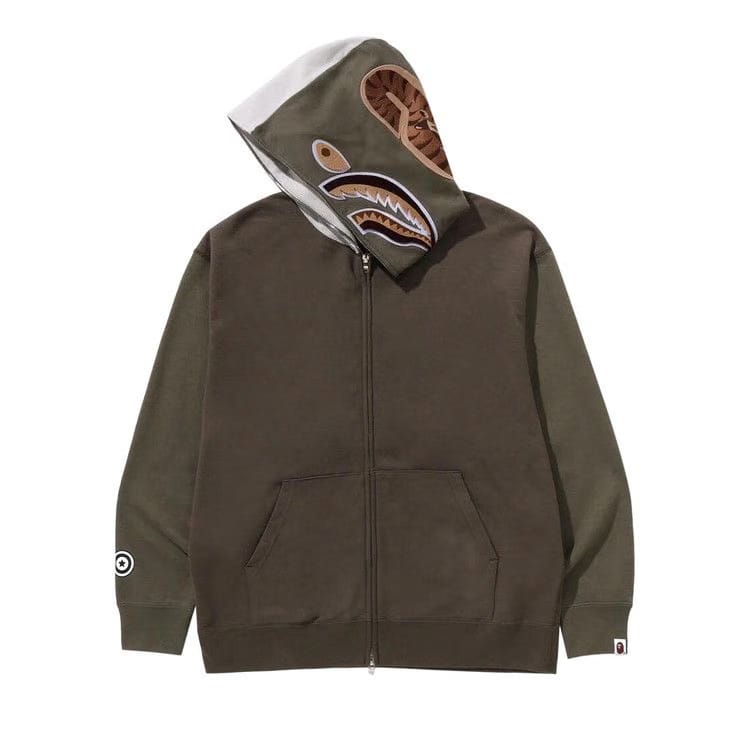 BAPE Shark Full Zip Hoodie #2 Olive Drab