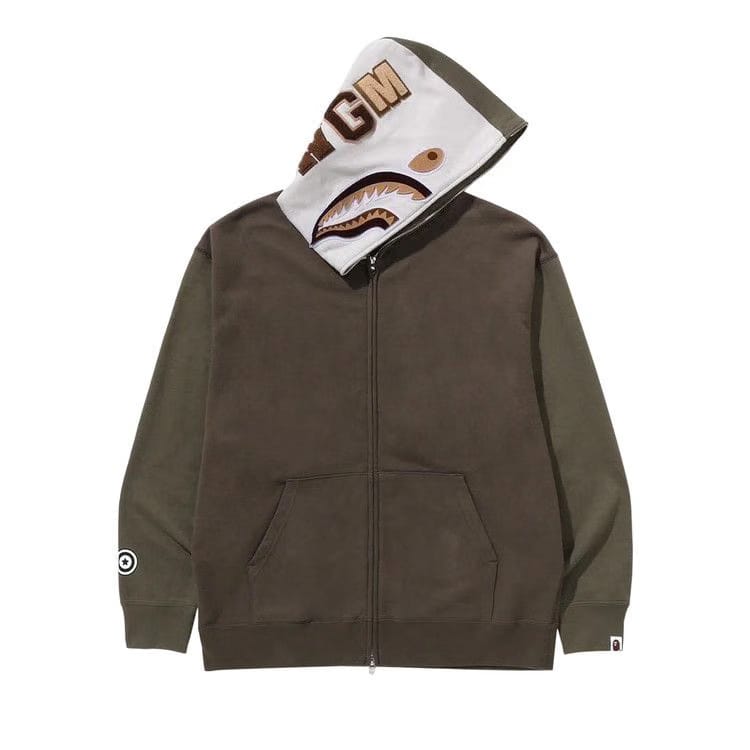 BAPE Shark Full Zip Hoodie #2 Olive Drab