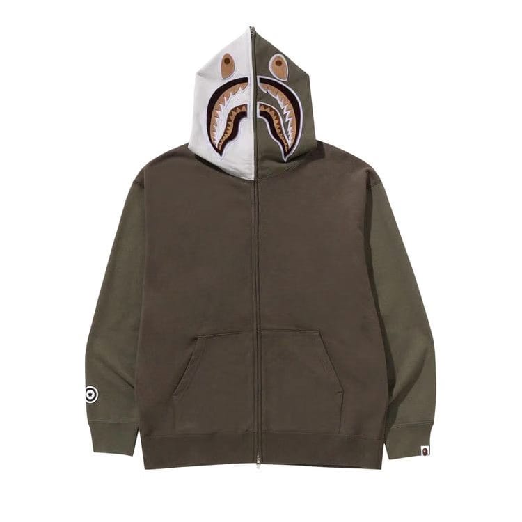 BAPE Shark Full Zip Hoodie #2 Olive Drab