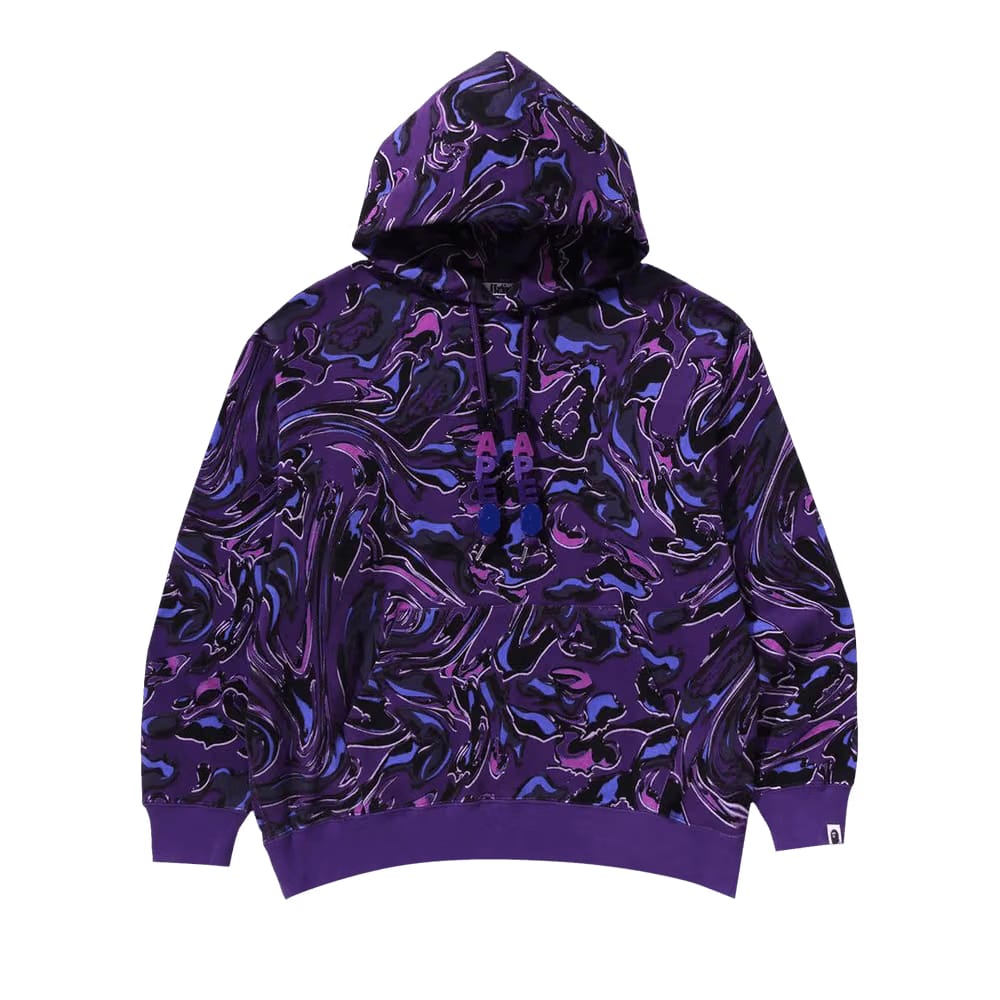 BAPE Marbling Camo Relaxed Fit Pullover Hoodie Purple