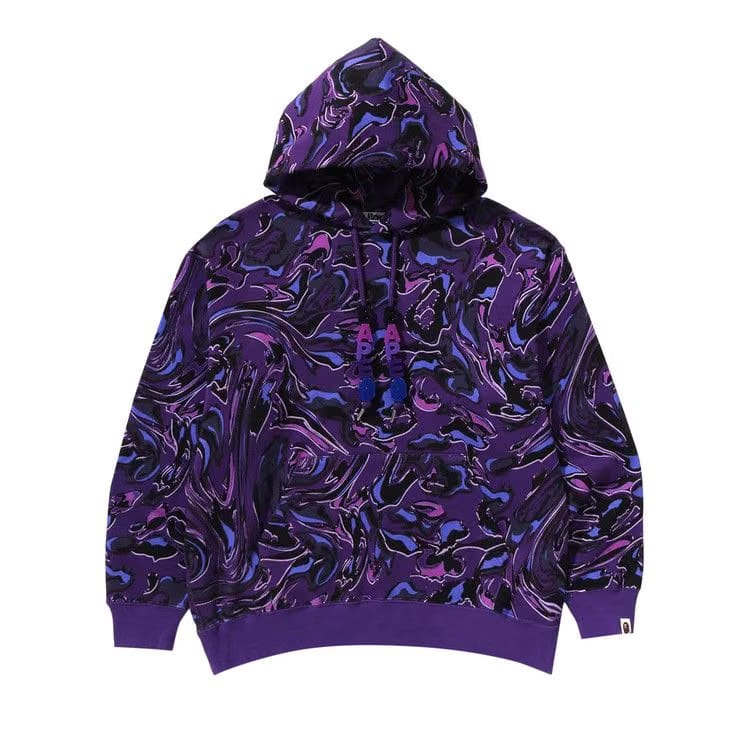 BAPE Marbling Camo Relaxed Fit Pullover Hoodie Purple