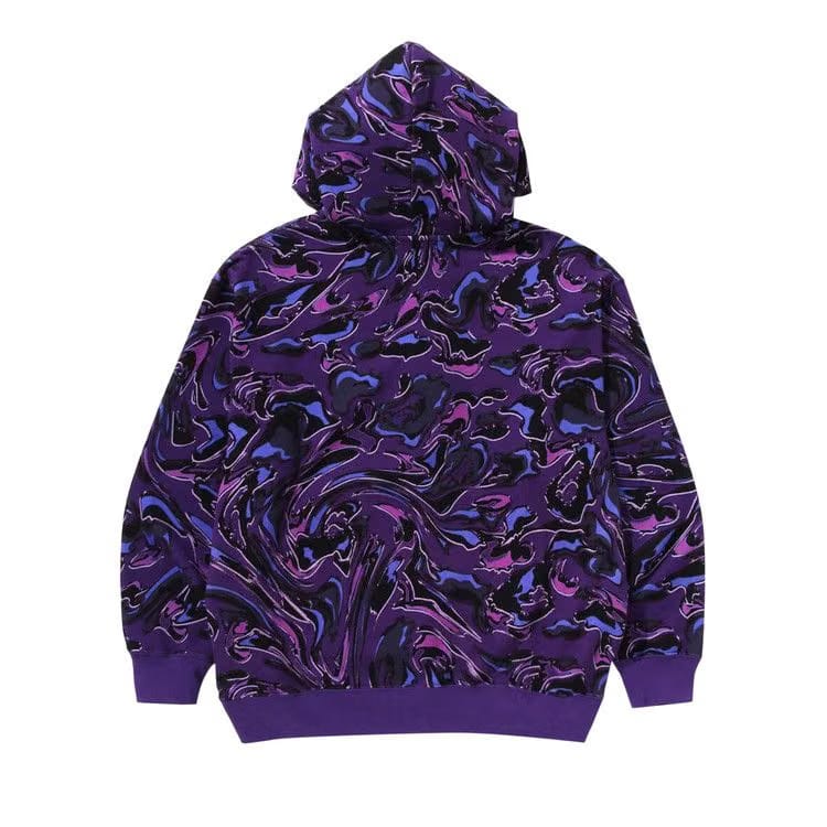 BAPE Marbling Camo Relaxed Fit Pullover Hoodie Purple