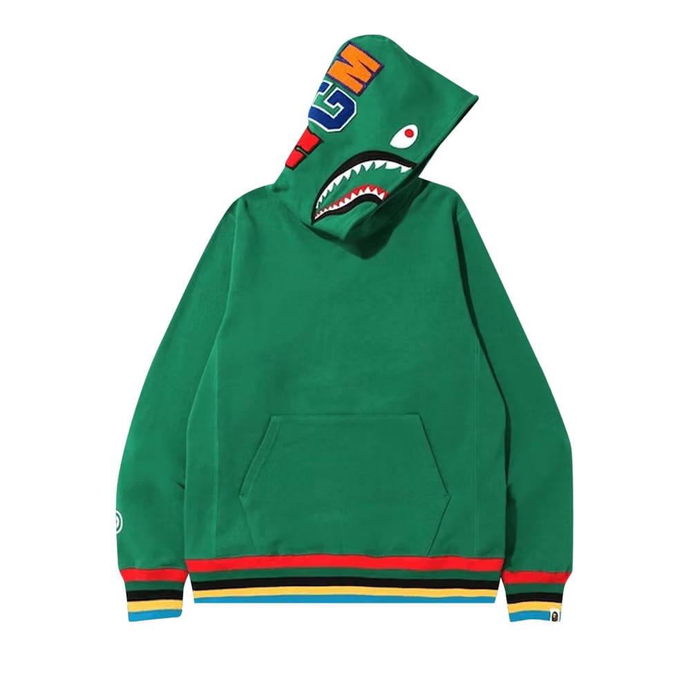 BAPE Shark Line Rib Pullover Hoodie Green