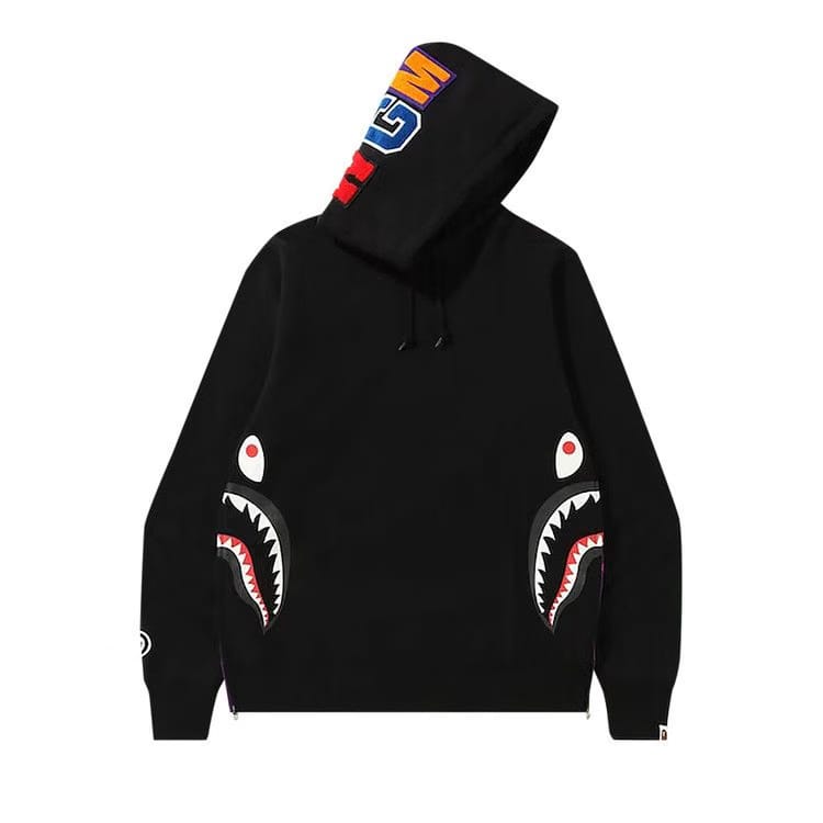 BAPE Shark Wide Side Zip Pullover Hoodie Black/Purple