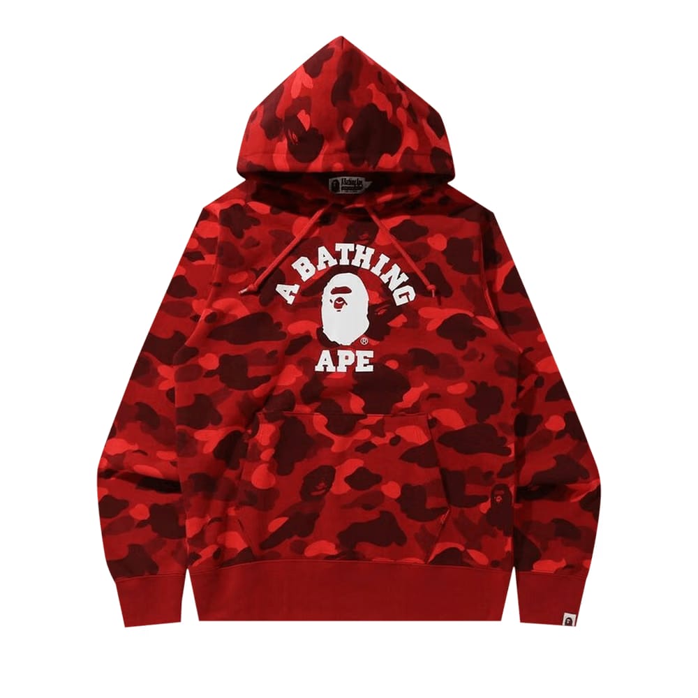 BAPE Online Exclusive Color Camo College Pullover Hoodie Red