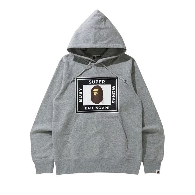 BAPE Super Busy Works Pullover Hoodie Grey