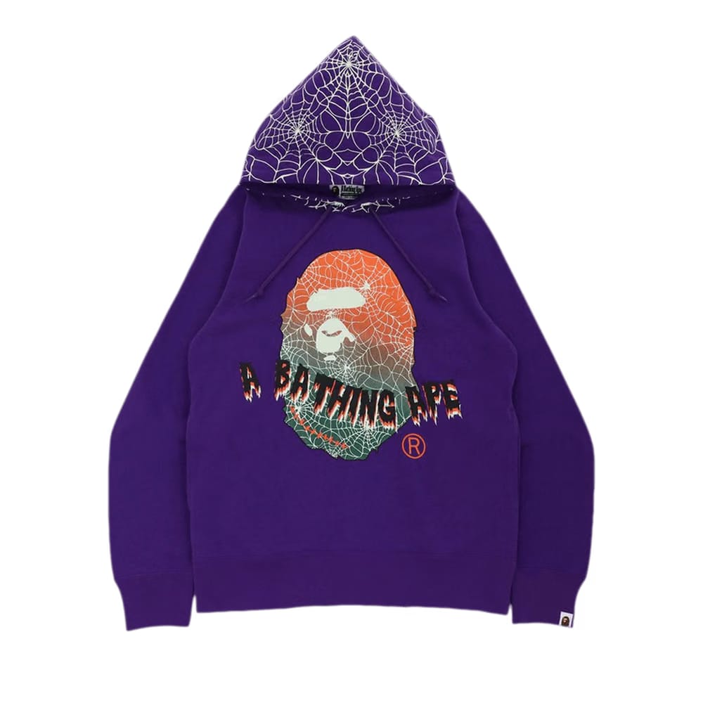 BAPE Halloween Ape Head Glow In The Dark Pullover Hoodie Purple