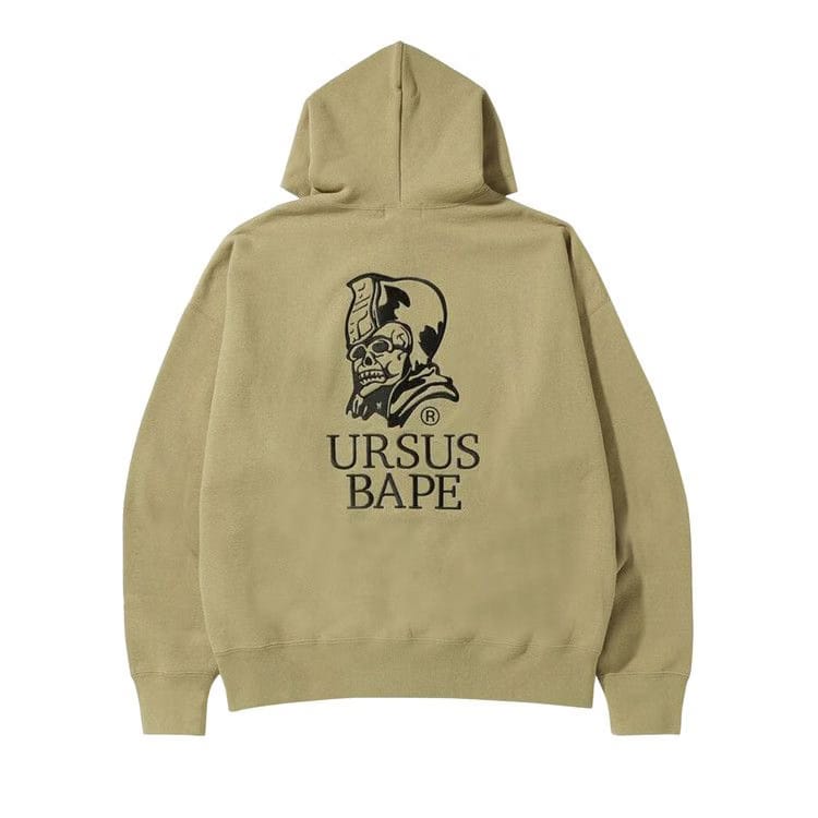 BAPE Ursus Loose Fit Zip Up Hoodie Beige
