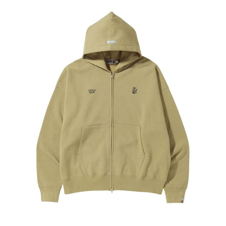 BAPE Ursus Loose Fit Zip Up Hoodie Beige