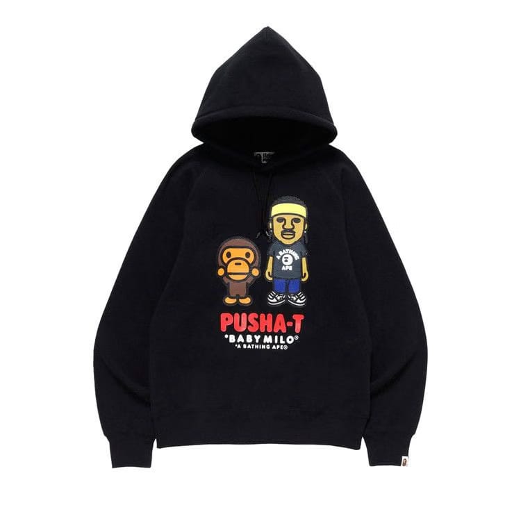 BAPE x Pusha-T Baby Milo Pullover Hoodie Black