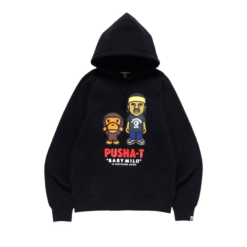 BAPE x Pusha-T Baby Milo Pullover Hoodie Black
