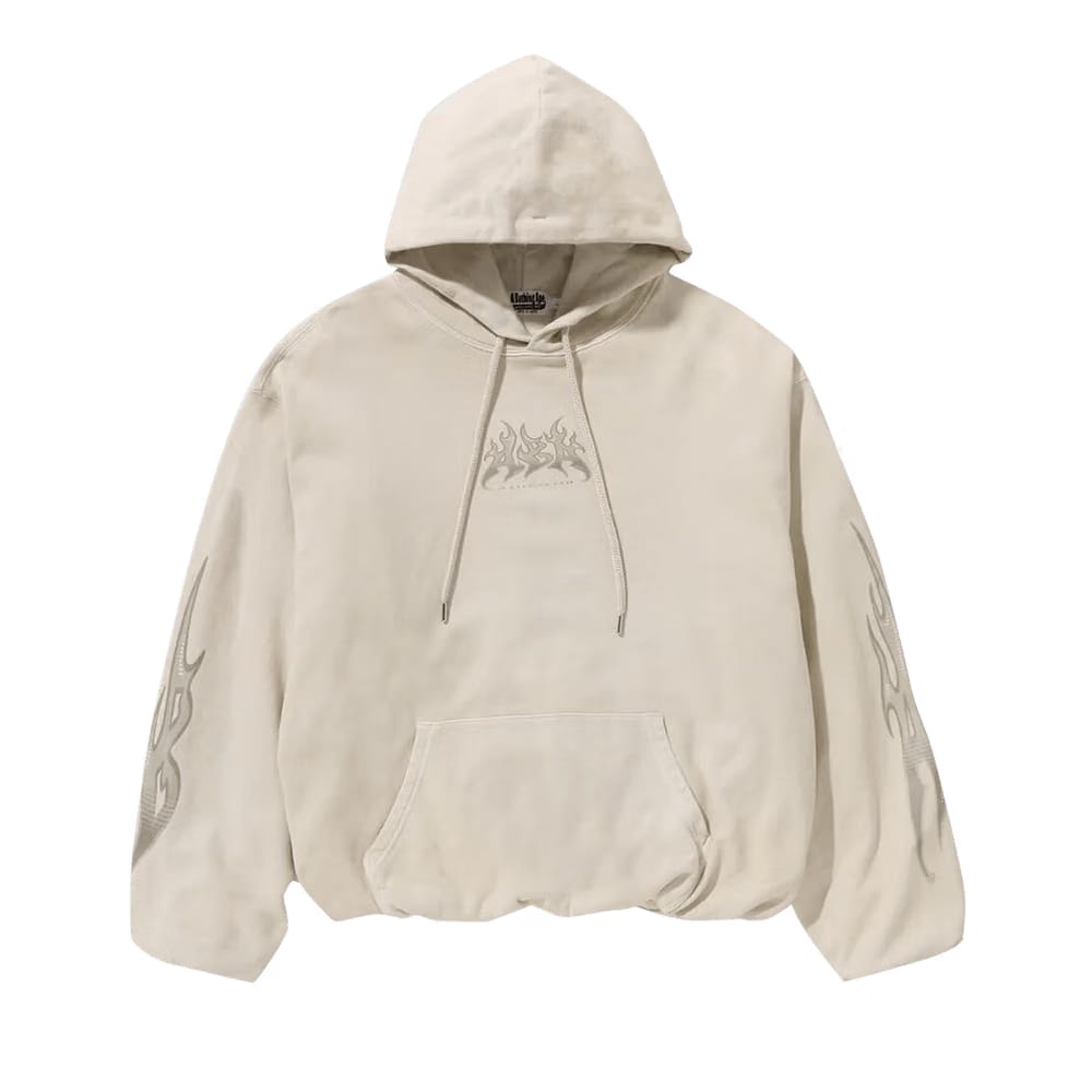 BAPE Flame Garment Dyed Pullover Hoodie Ivory
