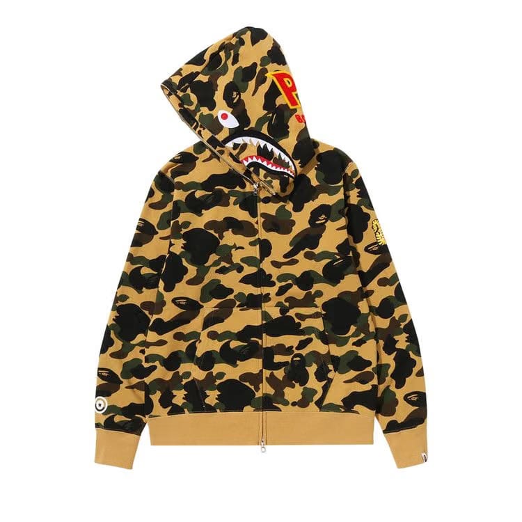 BAPE 1st Camo 2nd Shark Full Zip Hoodie Yellow