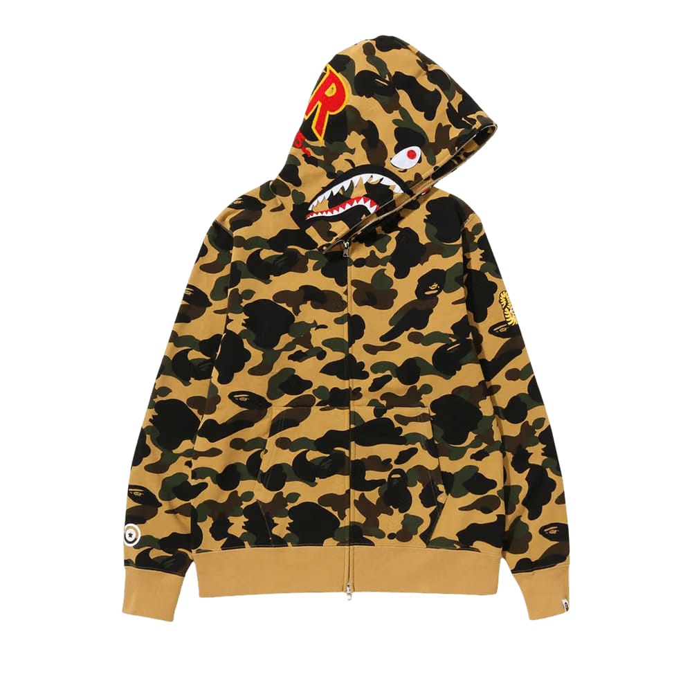 BAPE 1st Camo 2nd Shark Full Zip Hoodie Yellow