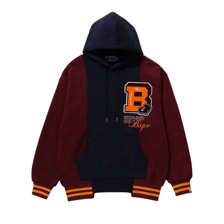 BAPE Badges Color Blocking Hoodie Navy