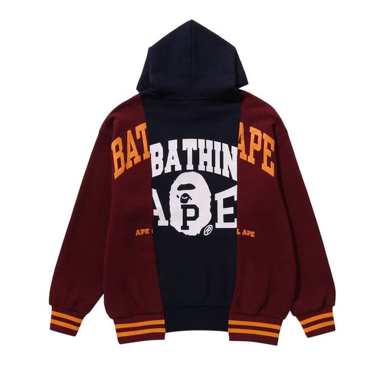 BAPE Badges Color Blocking Hoodie Navy