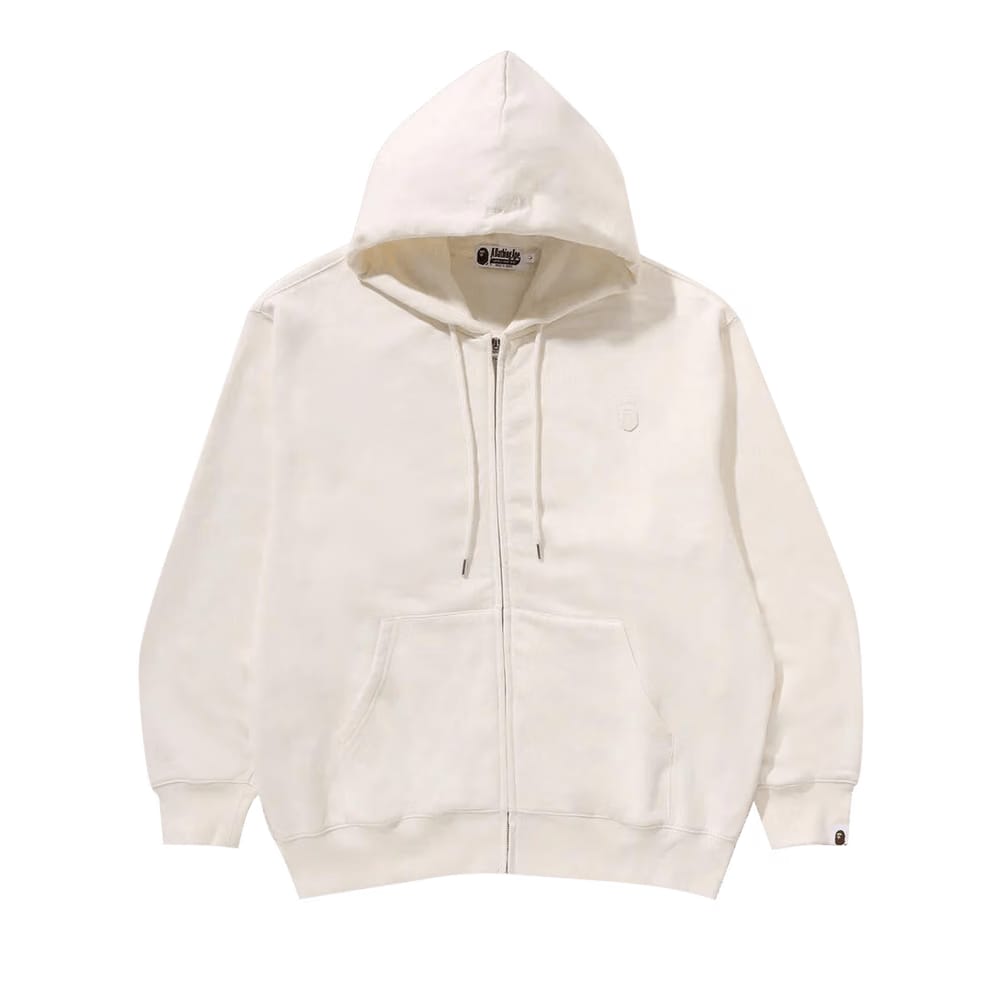 BAPE One Point Relaxed Fit Full Zip Hoodie Ivory
