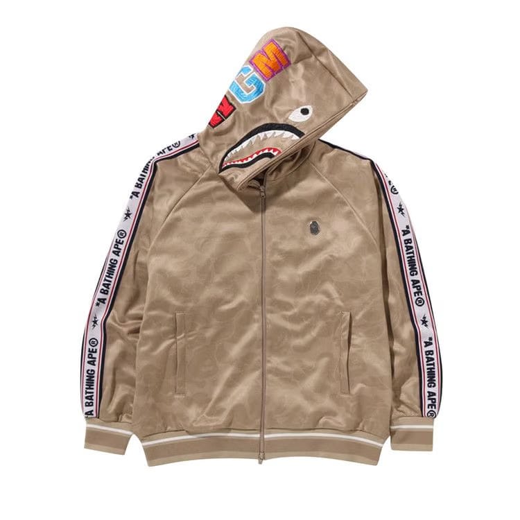 BAPE Solid Camo Relaxed Fit Shark Full Zip Hoodie Beige