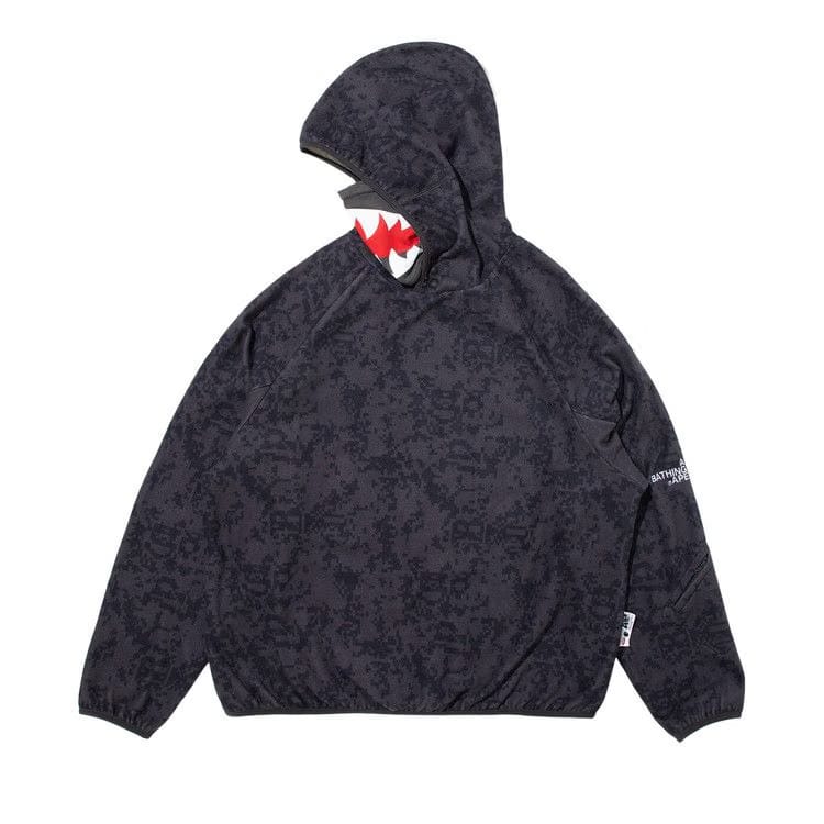 BAPE x Kazuki Pixelate Camo Shark Relaxed Fit Pullover Hoodie Charcoal