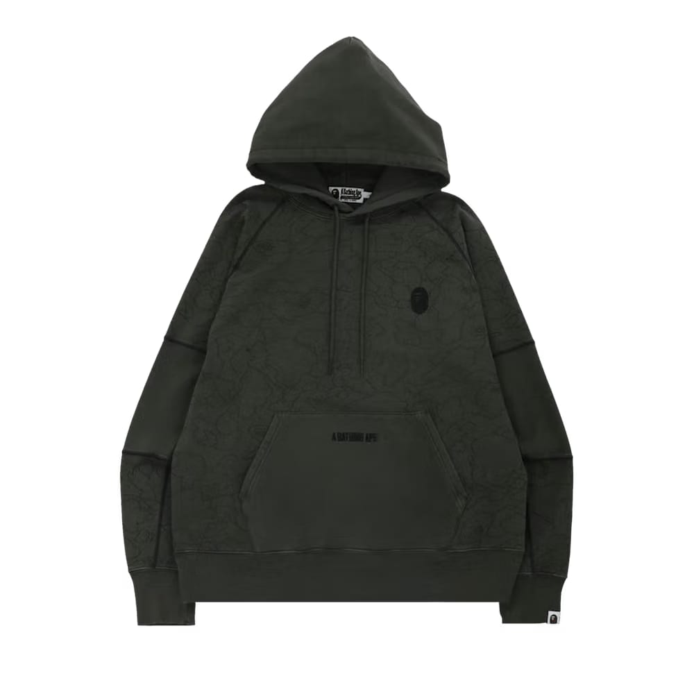 BAPE Line 1st Camo Washed Relaxed Fit Pullover Hoodie Black