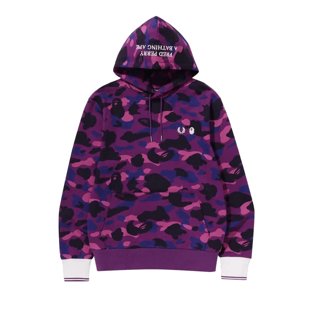 BAPE x Fred Perry Color Camo Pullover Hoodie Purple