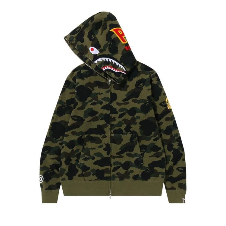 BAPE 1st Camo PONR Shark Full Zip Hoodie Green