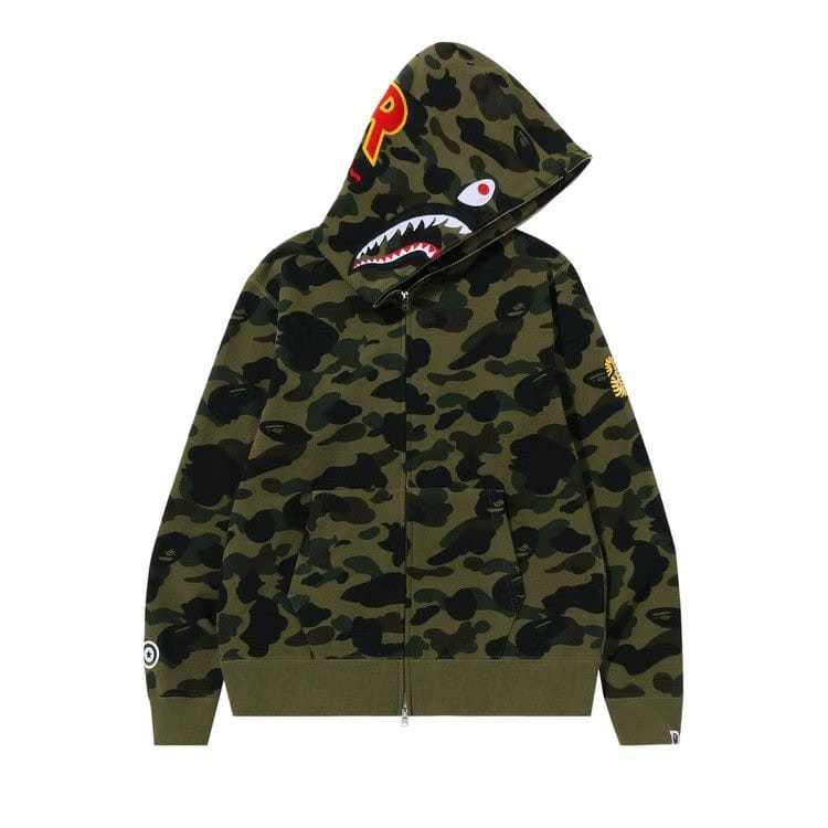 BAPE 1st Camo PONR Shark Full Zip Hoodie Green
