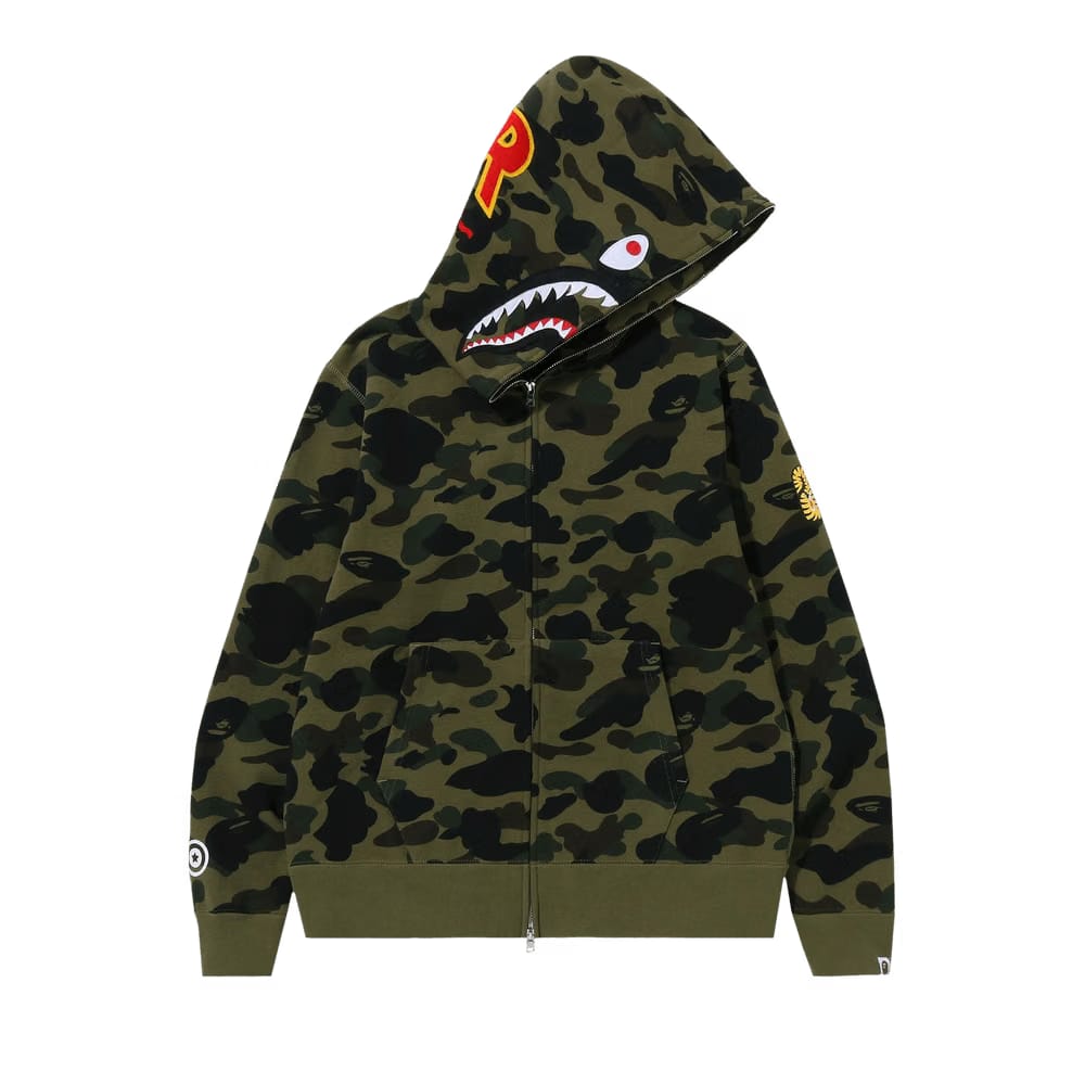 BAPE 1st Camo PONR Shark Full Zip Hoodie Green