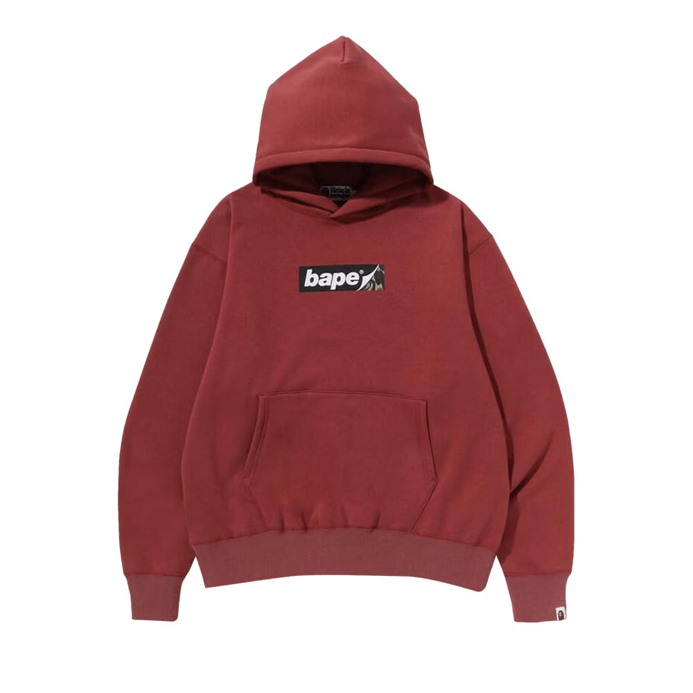 BAPE Smooth Logo Relaxed Fit Hoodie Burgundy